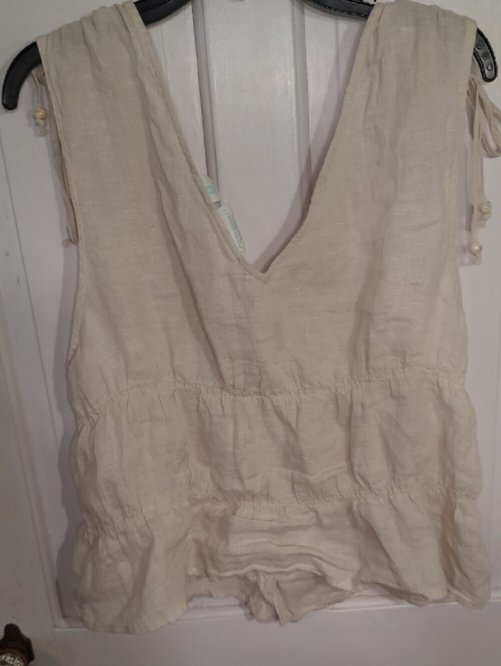 Cynthia Rowley Women's Cream Button-Front Linen Top Size XL - Picture 4 of 4
